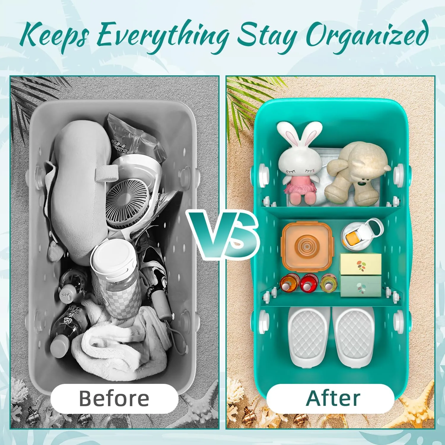 PoYang 2 Pack for Original XL Bogg Bag Divider Tray, Lightweight Metal Dividers for Bogg Bag Accessories Inserts for Bog Organizer, Help Organize Beach Bagg & Divide Space, Turquoise and Caicos
