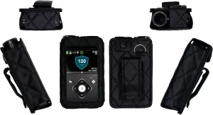Premium Diamond Check Pattern Holster with Screen Protector & Belt Clip (Neck Lanyard) for Medtronic Minimed Insulin Pump 630G/ 640G/ 670G/770G/780G (All Model) (Black)