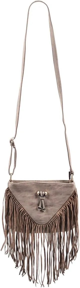 Premium Faux Suede Leather Fringe Tassel Crossbody Shoulder Bag