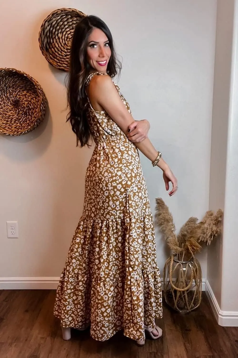 PRETTYGARDEN Women's Summer Floral One Shoulder Maxi Dress Knot Ruffle Boho Beach Vacation Wedding Guest Long Dresses
