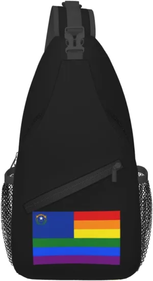 Pride Rainbow LGBT Flag of Nevada Crossbody Bags For Women Men Chest Backpack Gym Shoulder Bag Travel Outdoor Sports Casual Crossbody Bags