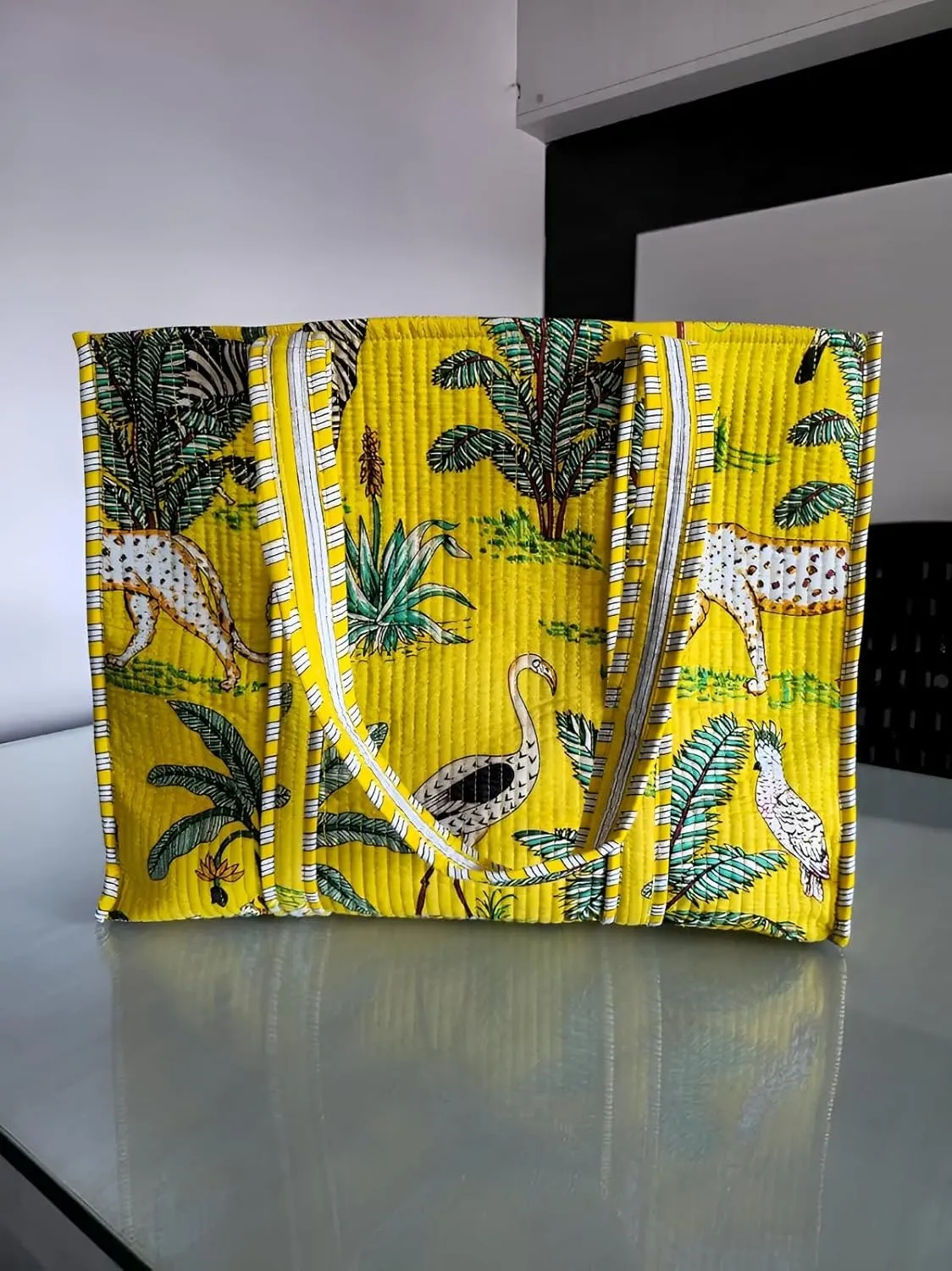 Printed Cotton Tote Bag Lightweight Travel Bag Grocery Shopping Tote Bag Handmade Boho Bag Quilted Tote Bag Market Bag