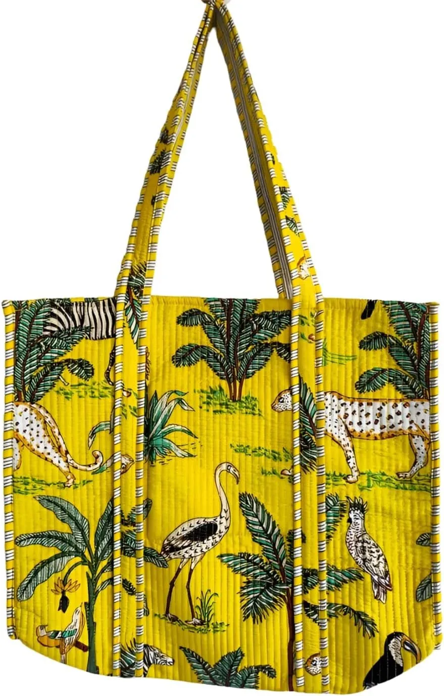 Printed Cotton Tote Bag Lightweight Travel Bag Grocery Shopping Tote Bag Handmade Boho Bag Quilted Tote Bag Market Bag