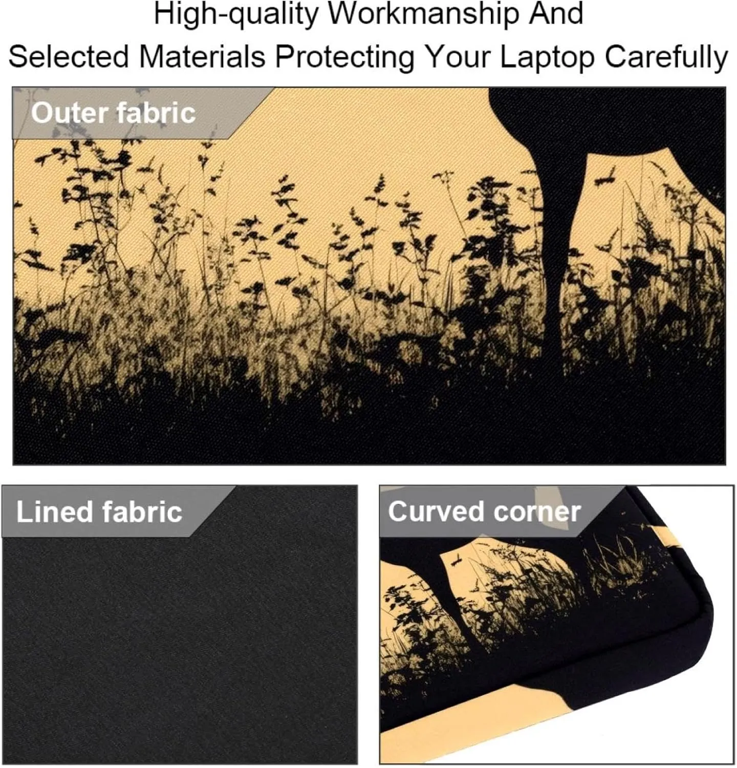 Protective Laptop Shoulder Messenger Bag Silhouette of Animal Trees Grass Briefcase Carrying Case Sleeve