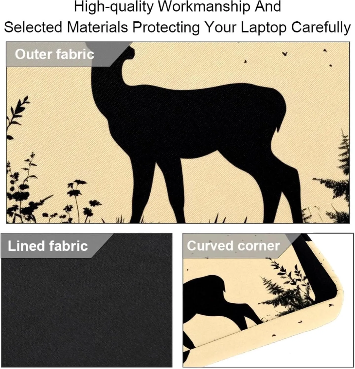 Protective Laptop Shoulder Messenger Bag Silhouette of Animal Trees Grass Briefcase Carrying Case Sleeve