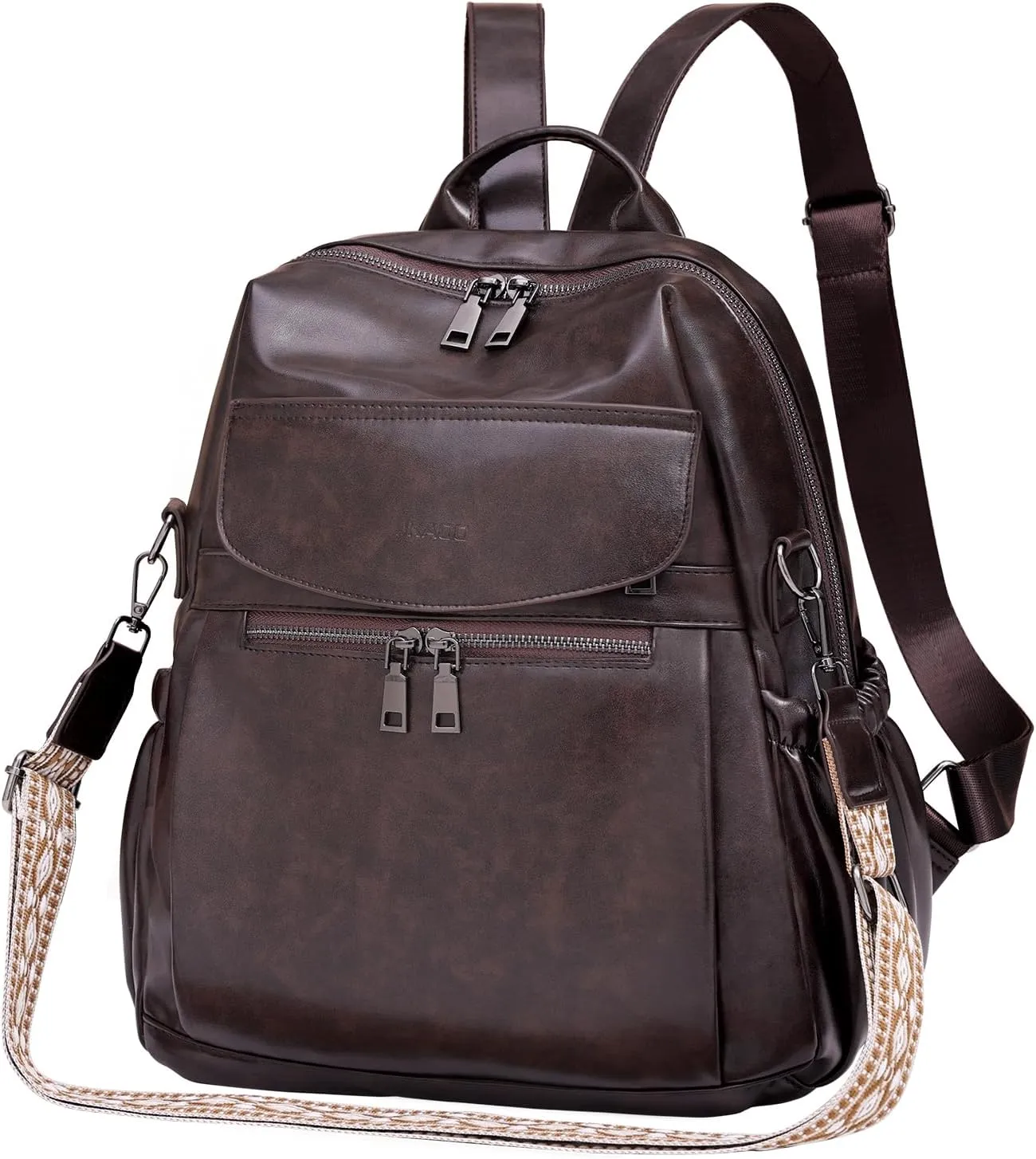 PU Leather Backpack Purse for Women, 12.9 Inch Ladies Fashion Backpack Purse Designer Convertible Travel Backpack (Coffee)