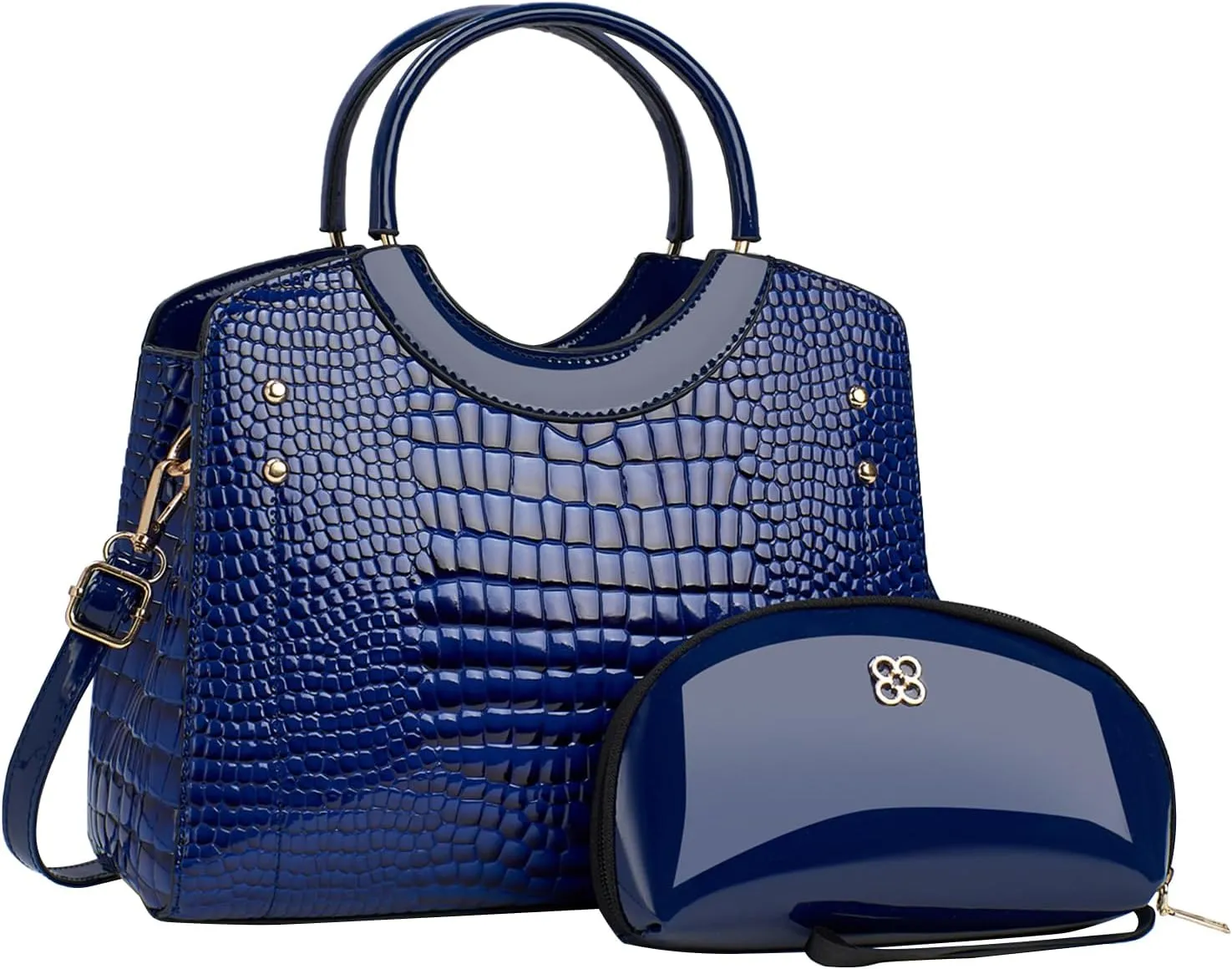 PU Leather Handbag for Women Crocodile Embossed Shoulder Bag Waterproof Crossbody Bag Large Messenger Bag
