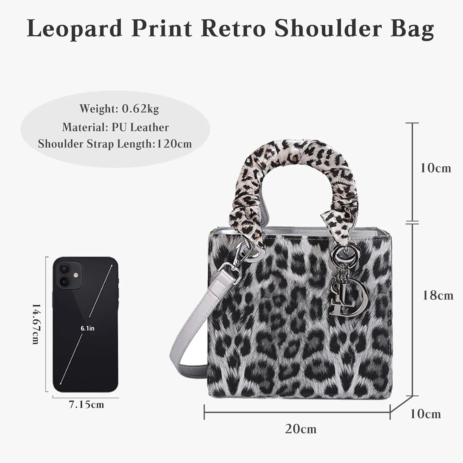 PU Leather Shoulder Handbag for Women Fashion Messenger Satchel Elegant Hobo Top Leopard Print Crossbody Bag