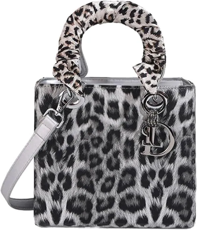 PU Leather Shoulder Handbag for Women Fashion Messenger Satchel Elegant Hobo Top Leopard Print Crossbody Bag