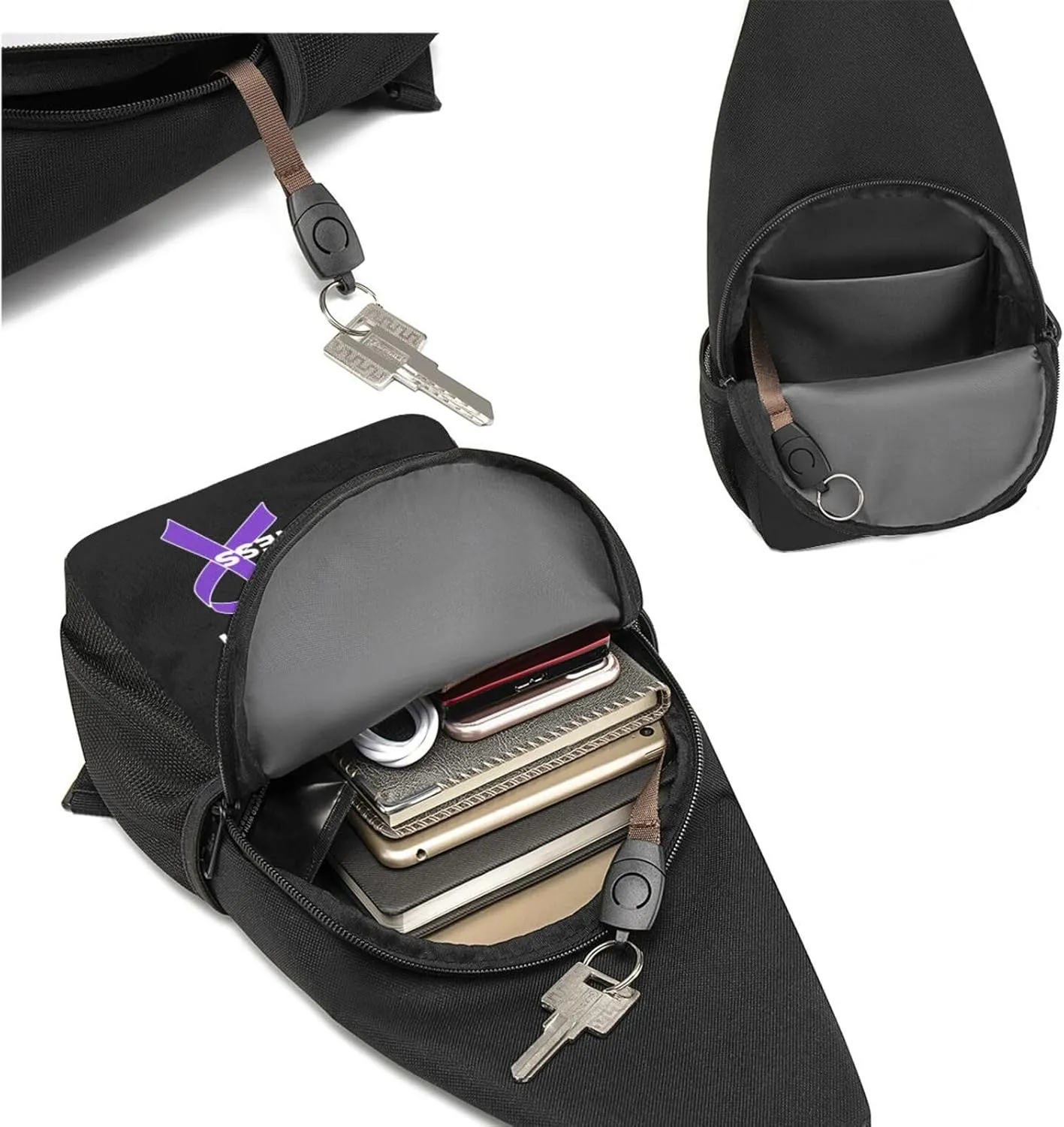 Purple Up March 26 Support Epilepsy Awareness Sling Bag Crossbody Backpack Shoulder Casual Daypack Bags for Men Women