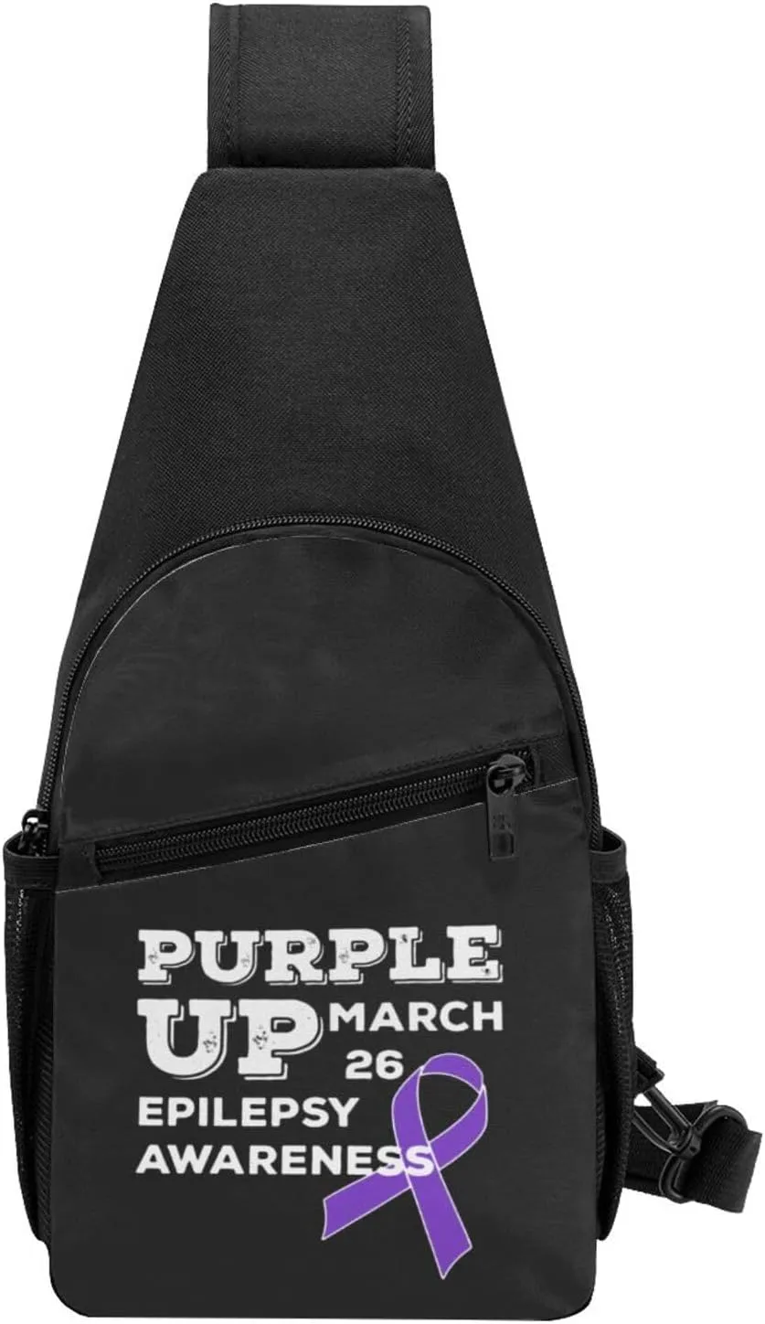 Purple Up March 26 Support Epilepsy Awareness Sling Bag Crossbody Backpack Shoulder Casual Daypack Bags for Men Women