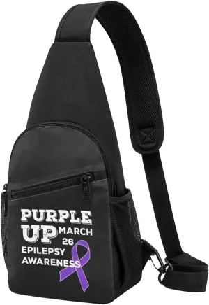 Purple Up March 26 Support Epilepsy Awareness Sling Bag Crossbody Backpack Shoulder Casual Daypack Bags for Men Women