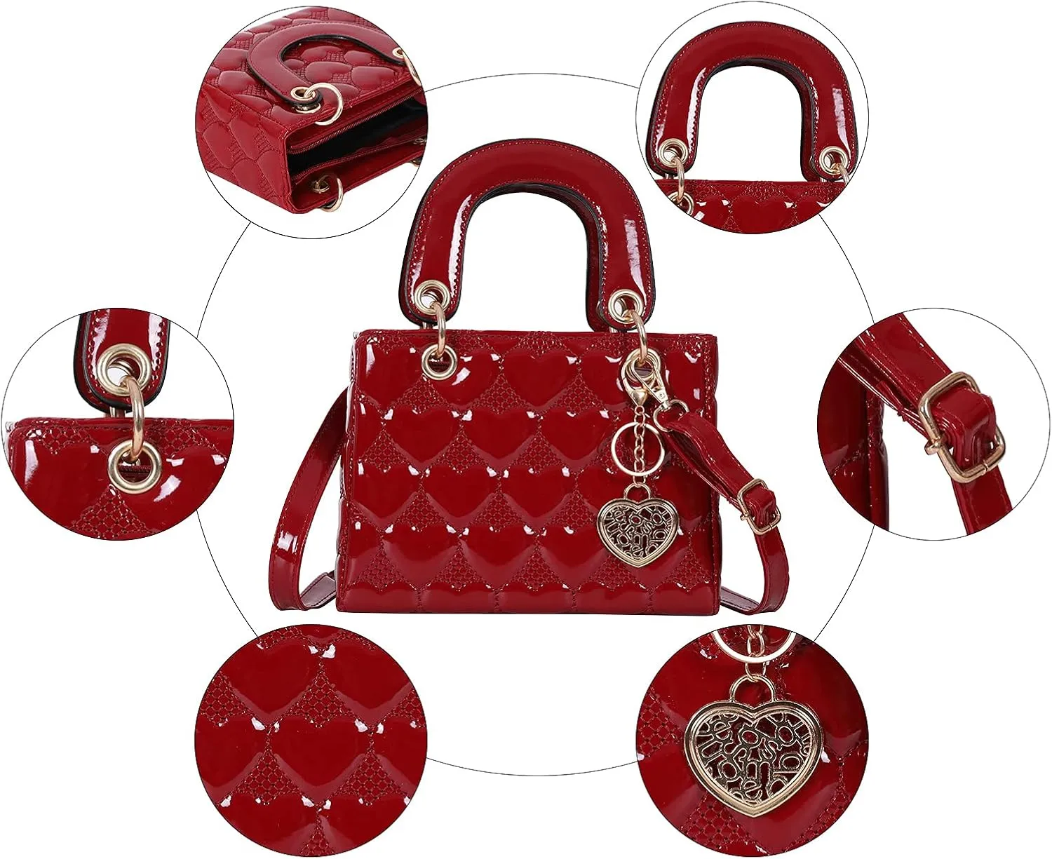 Purses and Handbag for Women Fashion Ladies Leather Top Handle Shiny Patent Satchel Shoulder Tote Bag Crossbody