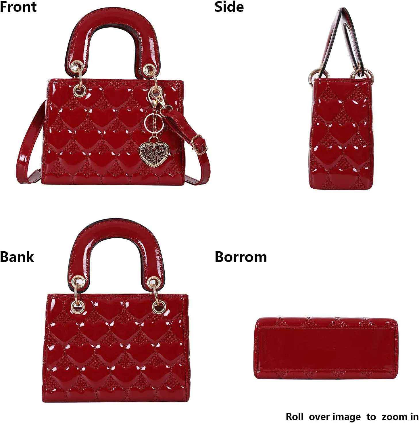 Purses and Handbag for Women Fashion Ladies Leather Top Handle Shiny Patent Satchel Shoulder Tote Bag Crossbody