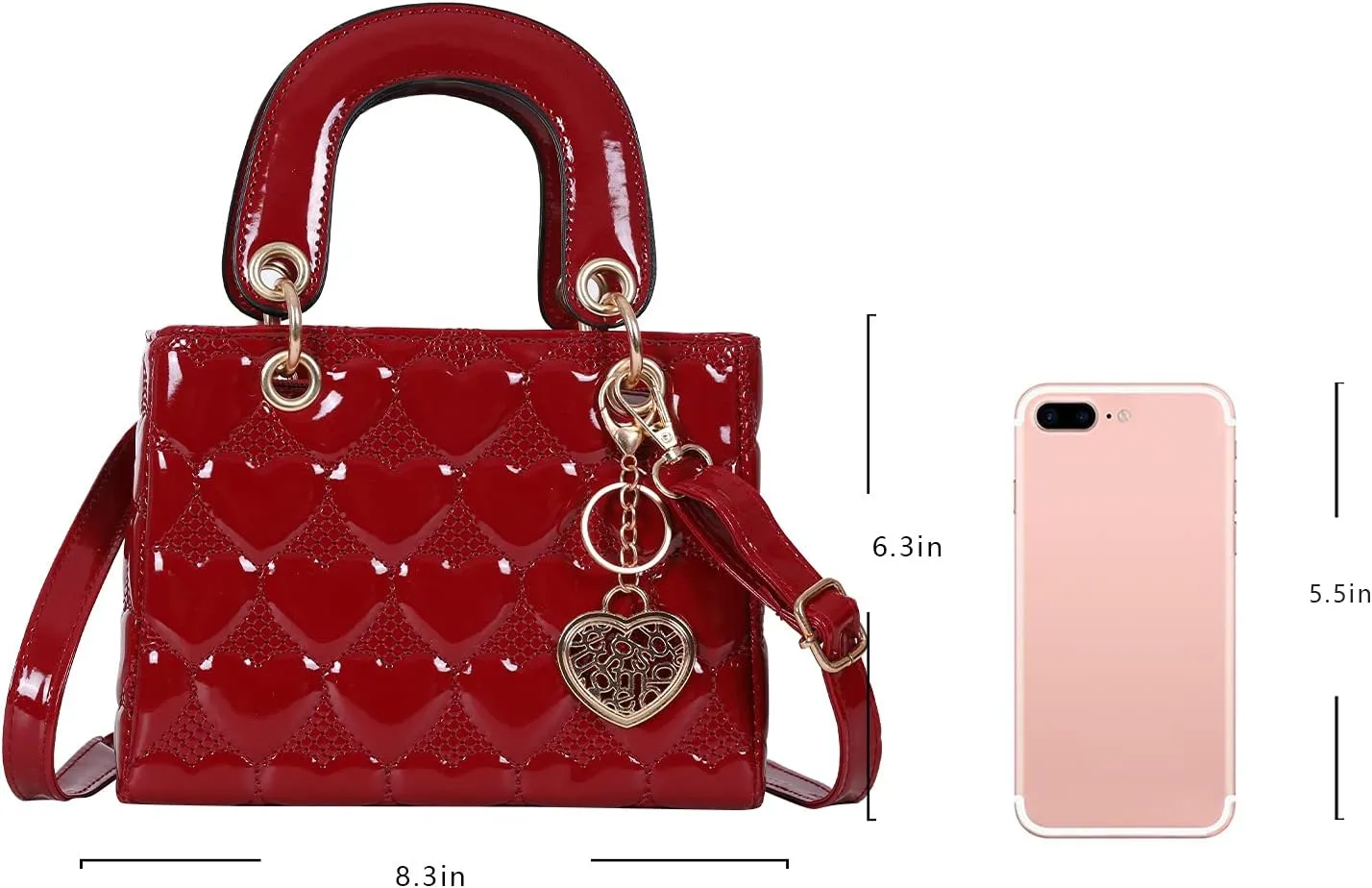 Purses and Handbag for Women Fashion Ladies Leather Top Handle Shiny Patent Satchel Shoulder Tote Bag Crossbody