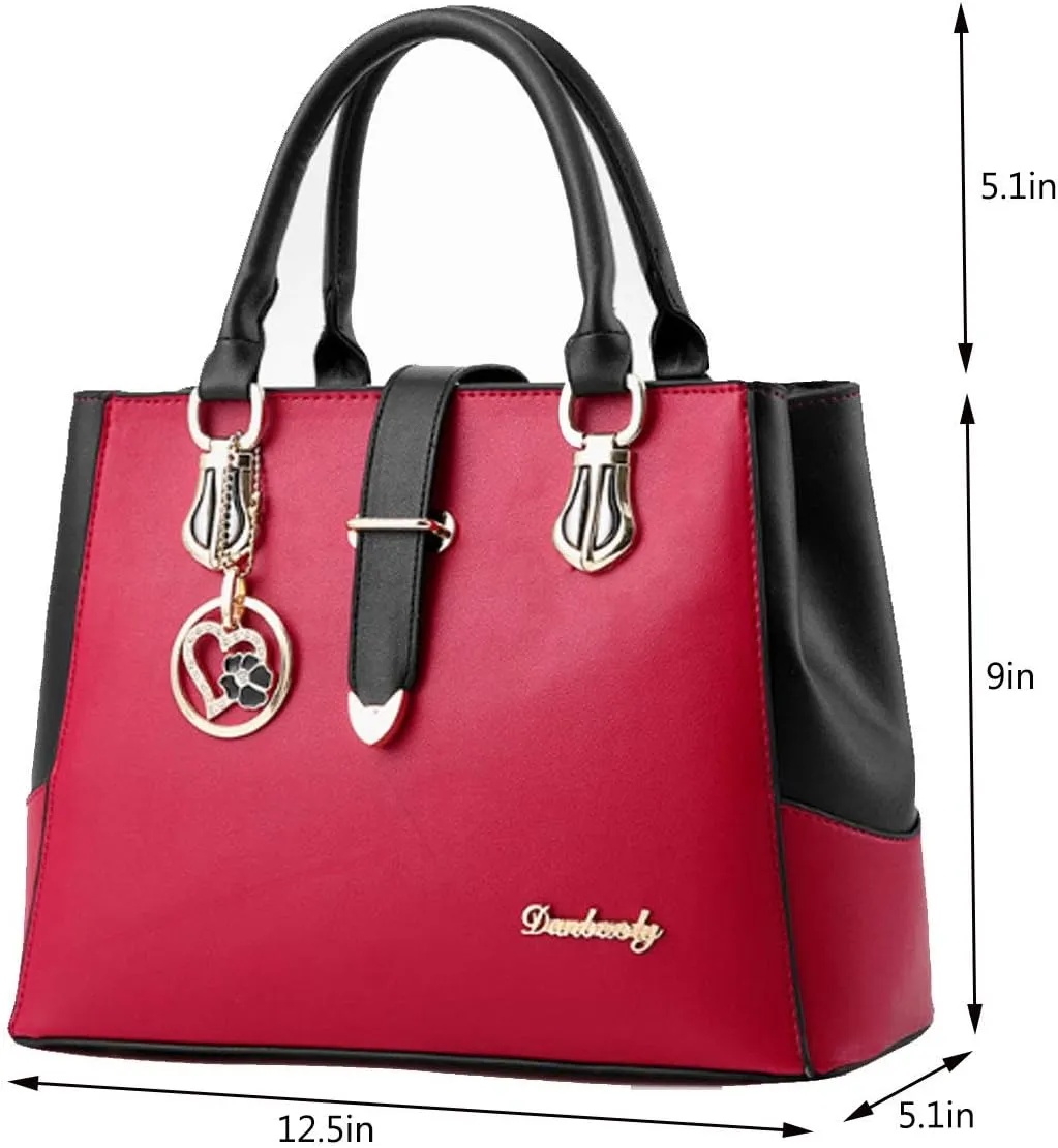 Purses and Handbags for Women Tote Shoulder Crossbody Bags PU Leather Top Handle Satchel with Long Strap Detachable