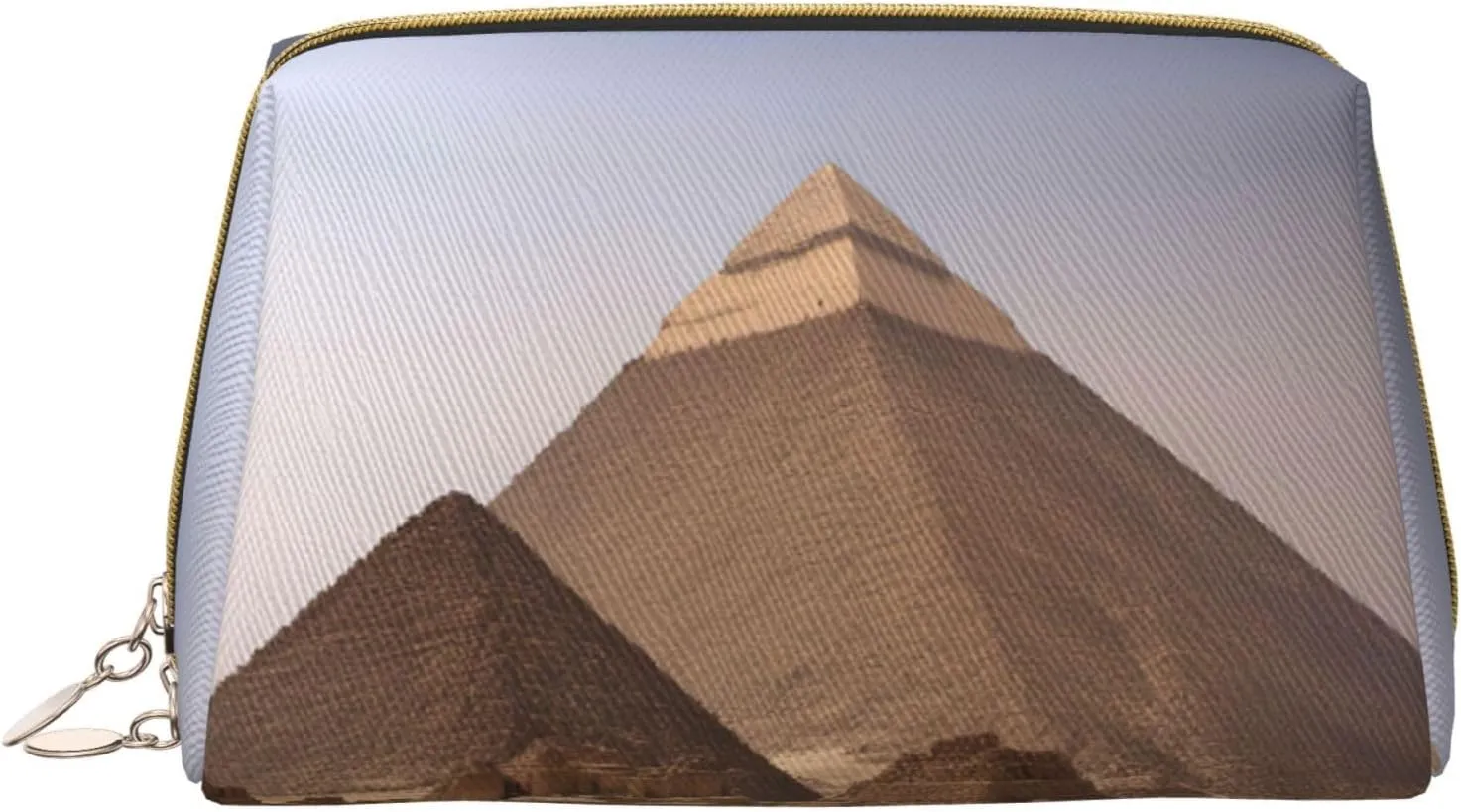 Pyramids of Egypt Print Leather zipper makeup bag Cosmetic Pouch Travel Organizer Toiletry Clutch