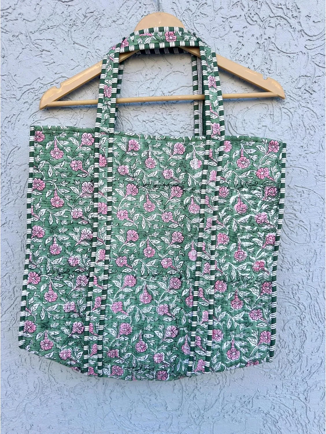 Quilted Cotton Hand printed Reversible Large multicolor cotton Tote Bag,Indian Handmade Block Printed Tote Bag Women Handbag