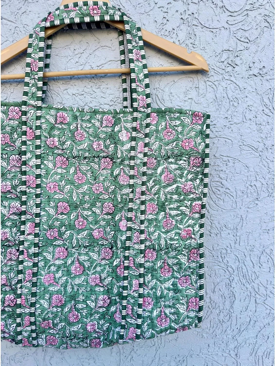 Quilted Cotton Hand printed Reversible Large multicolor cotton Tote Bag,Indian Handmade Block Printed Tote Bag Women Handbag