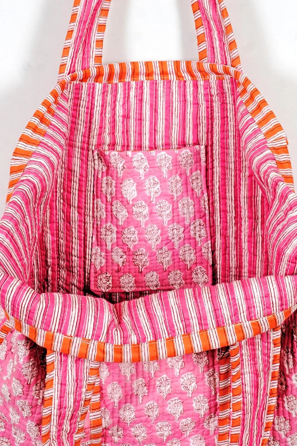 Quilted Cotton Handprinted Reversible Large multicolor Floral Tote Bag