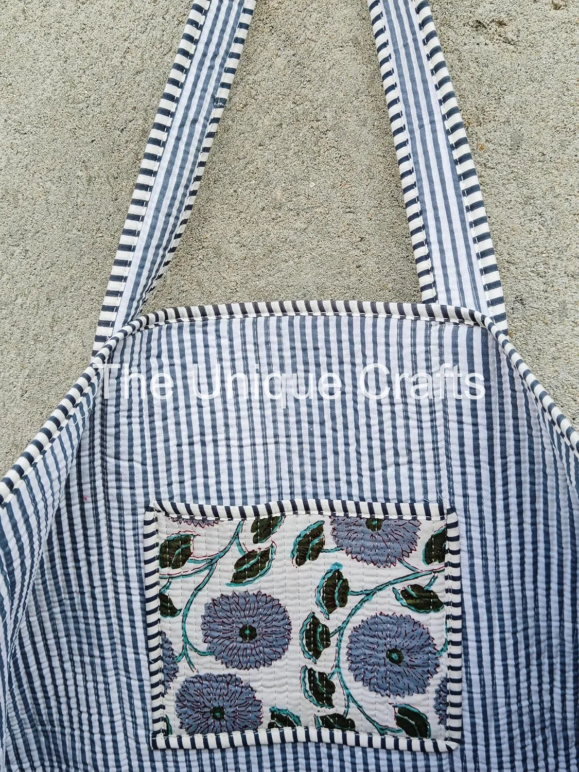 Quilted Cotton Handprinted Reversible Large Multicolor Tote Bag Hand Block Print Shoulder Bag Women Handbag Travel Bag
