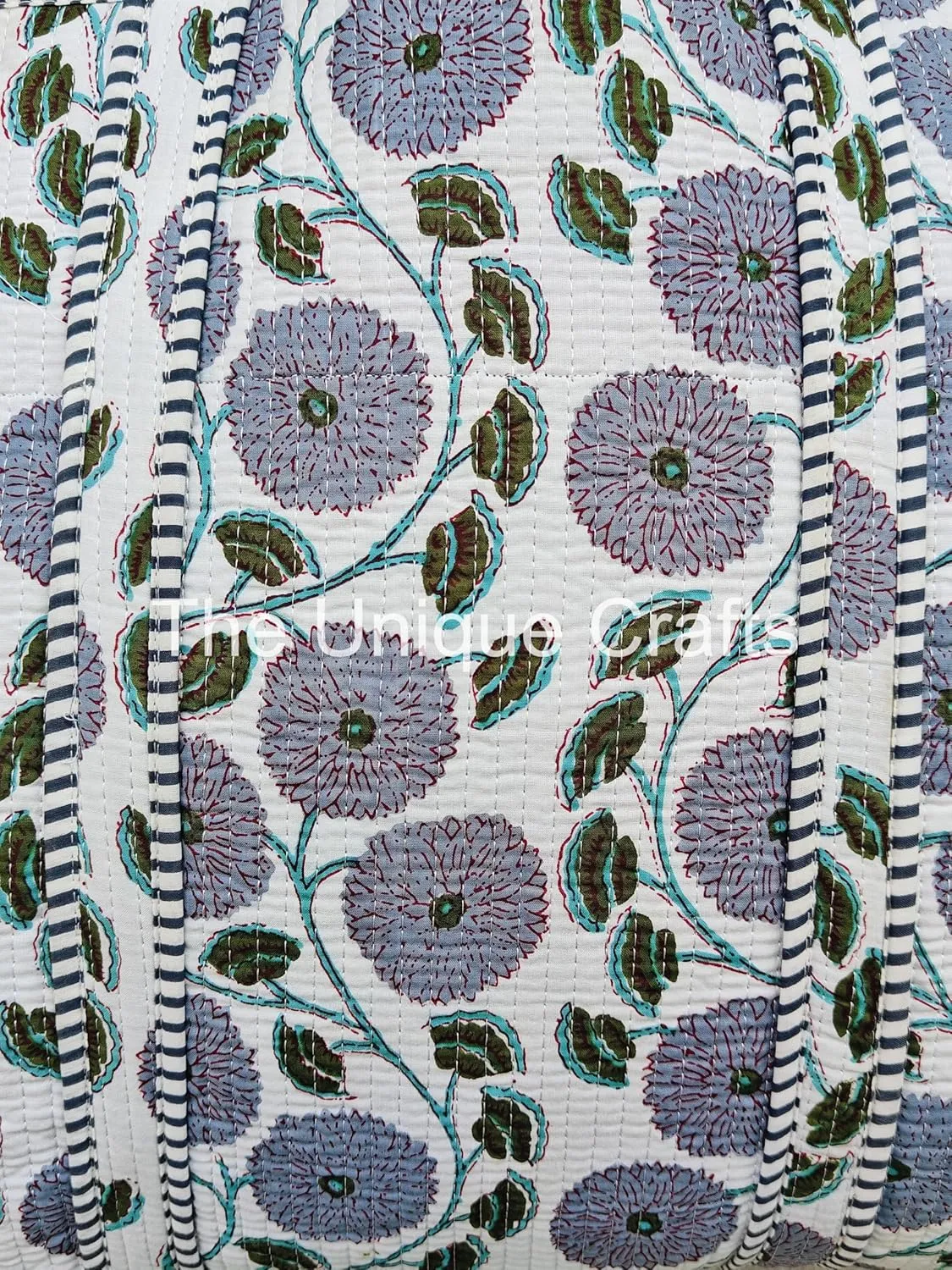 Quilted Cotton Handprinted Reversible Large Multicolor Tote Bag Hand Block Print Shoulder Bag Women Handbag Travel Bag