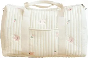 Quilted Duffle Bag For Women Cute Weekender Bag Floral Travel Bag Cotton Diaper Tote Bag