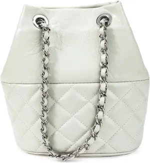 Quilted Shoulder Bags for Women Genuine Leather Ladies Elliptical Handbag with Chain Strap Trendy Clutch Purses