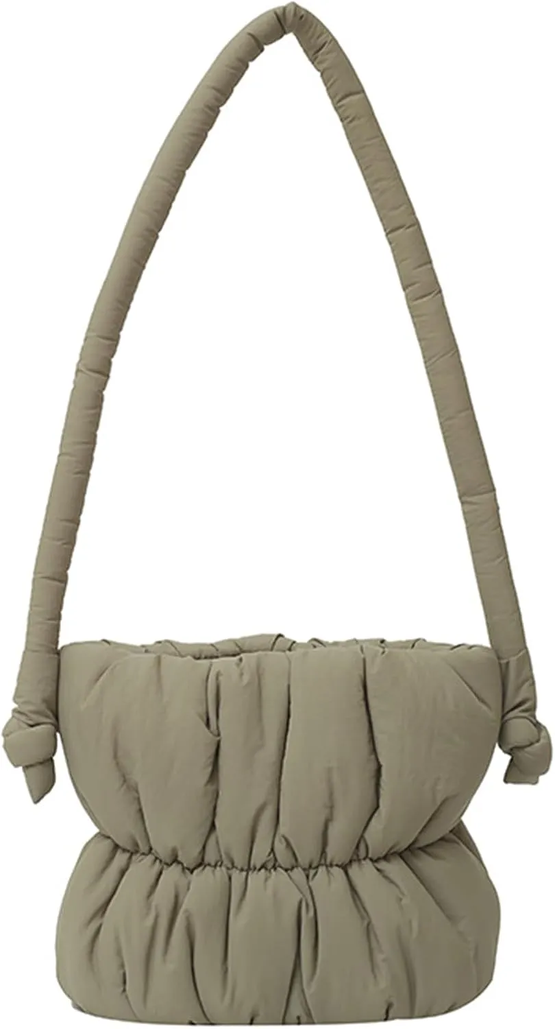 Quilted Tote Bag for Women Down Cotton Padded Handbag Lightweight Padding Shoulder Bag Winter Puffer Top Handle Bag