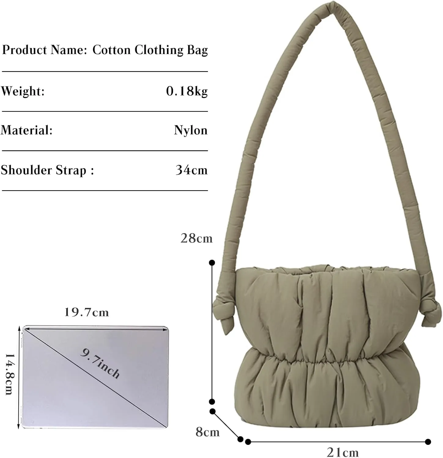 Quilted Tote Bag for Women Down Cotton Padded Handbag Lightweight Padding Shoulder Bag Winter Puffer Top Handle Bag