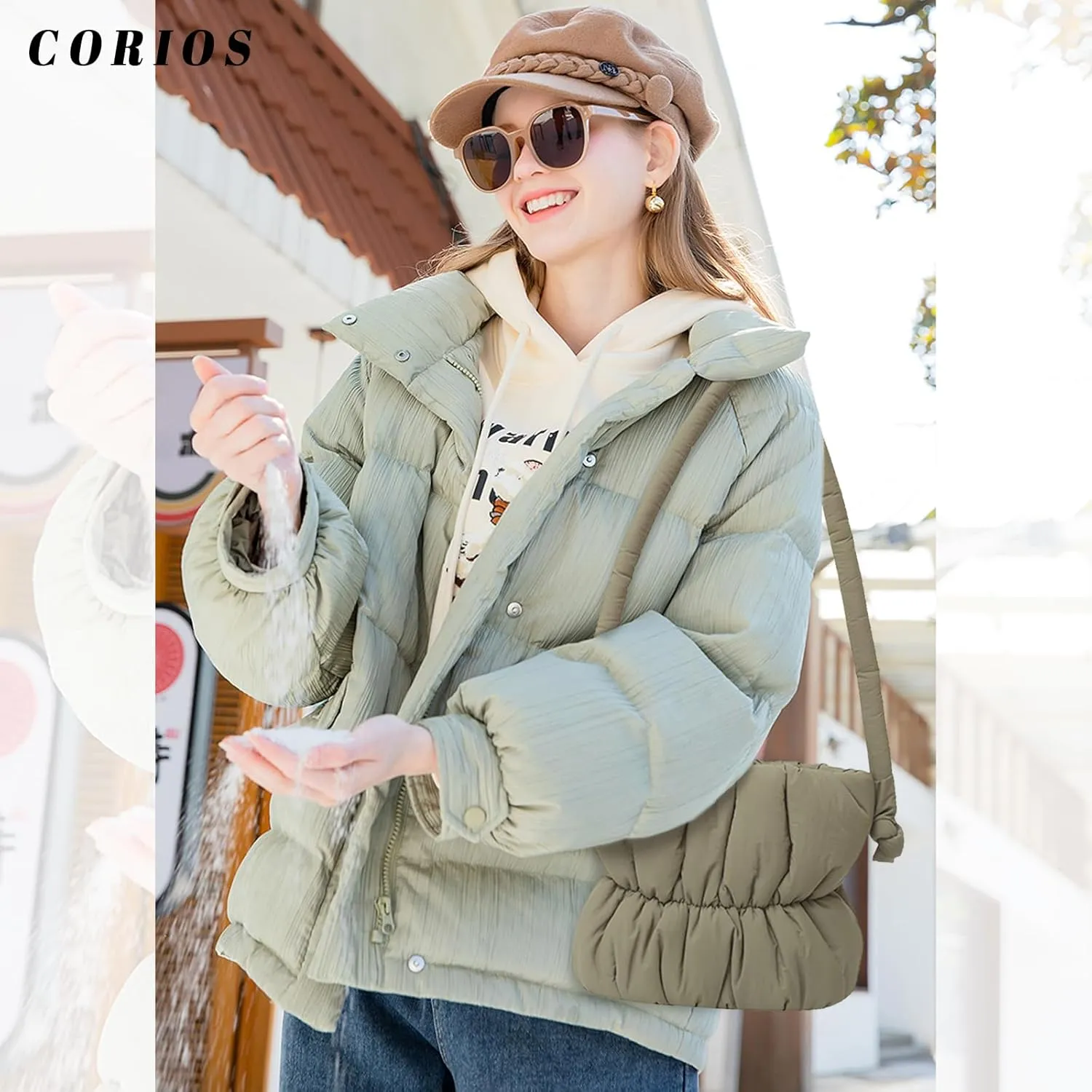 Quilted Tote Bag for Women Down Cotton Padded Handbag Lightweight Padding Shoulder Bag Winter Puffer Top Handle Bag