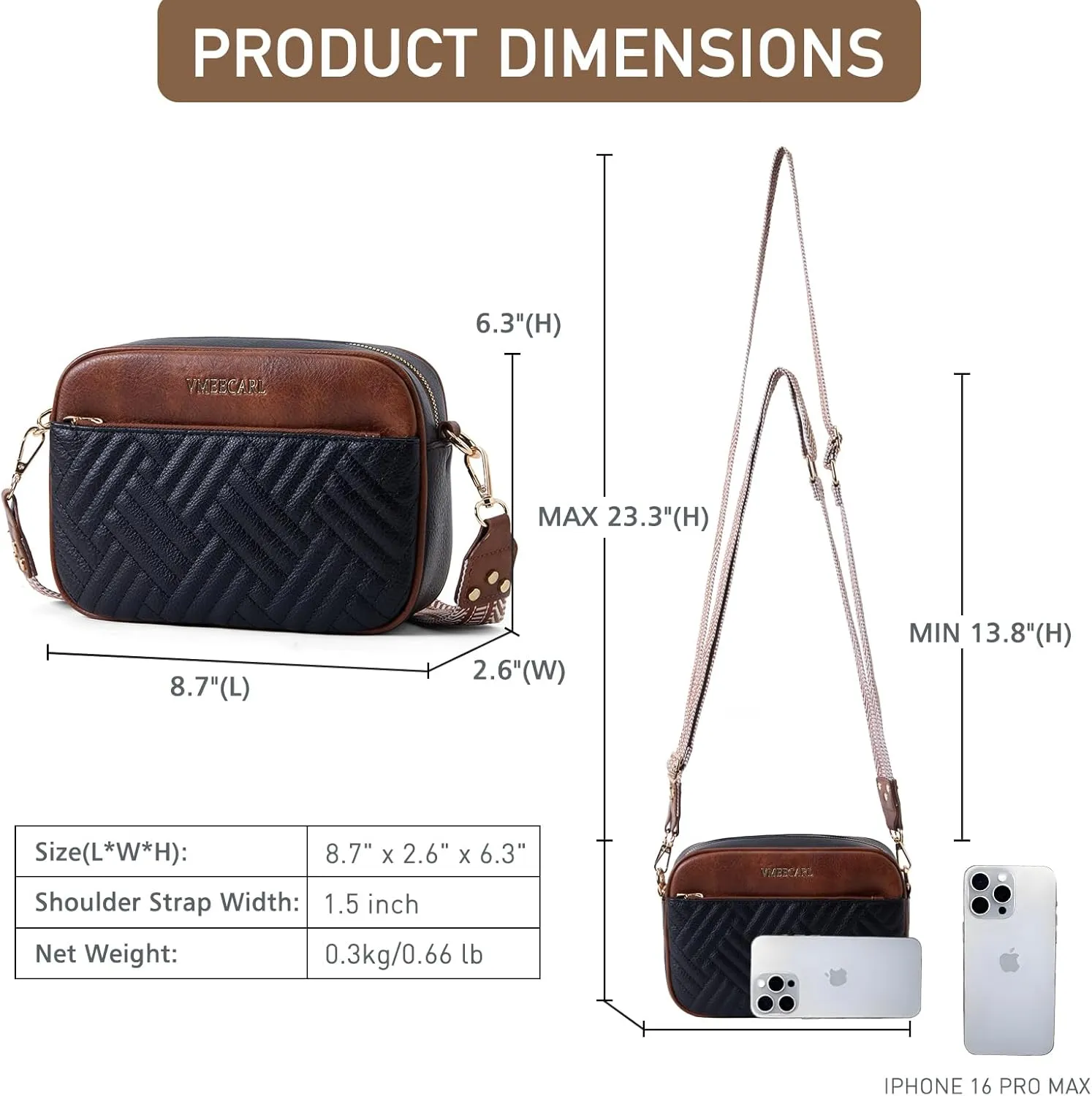 Quilted Vegan Leather Crossbody Bags for Women Small Leather Purses Shoulder Handbags with Antitheft RFID Wide Strap