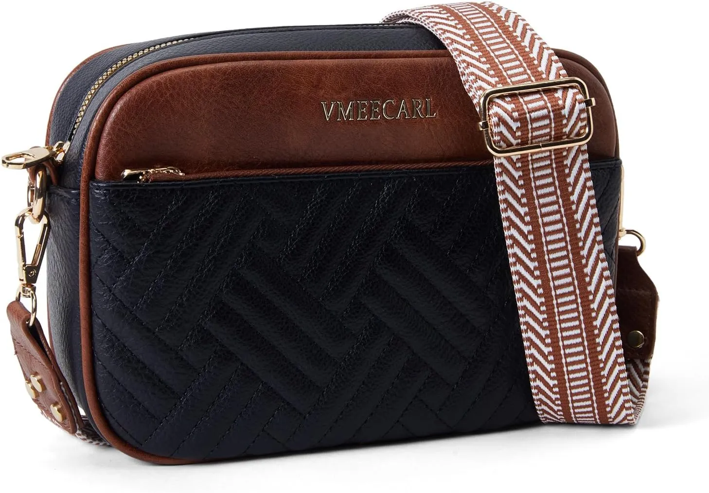 Quilted Vegan Leather Crossbody Bags for Women Small Leather Purses Shoulder Handbags with Antitheft RFID Wide Strap