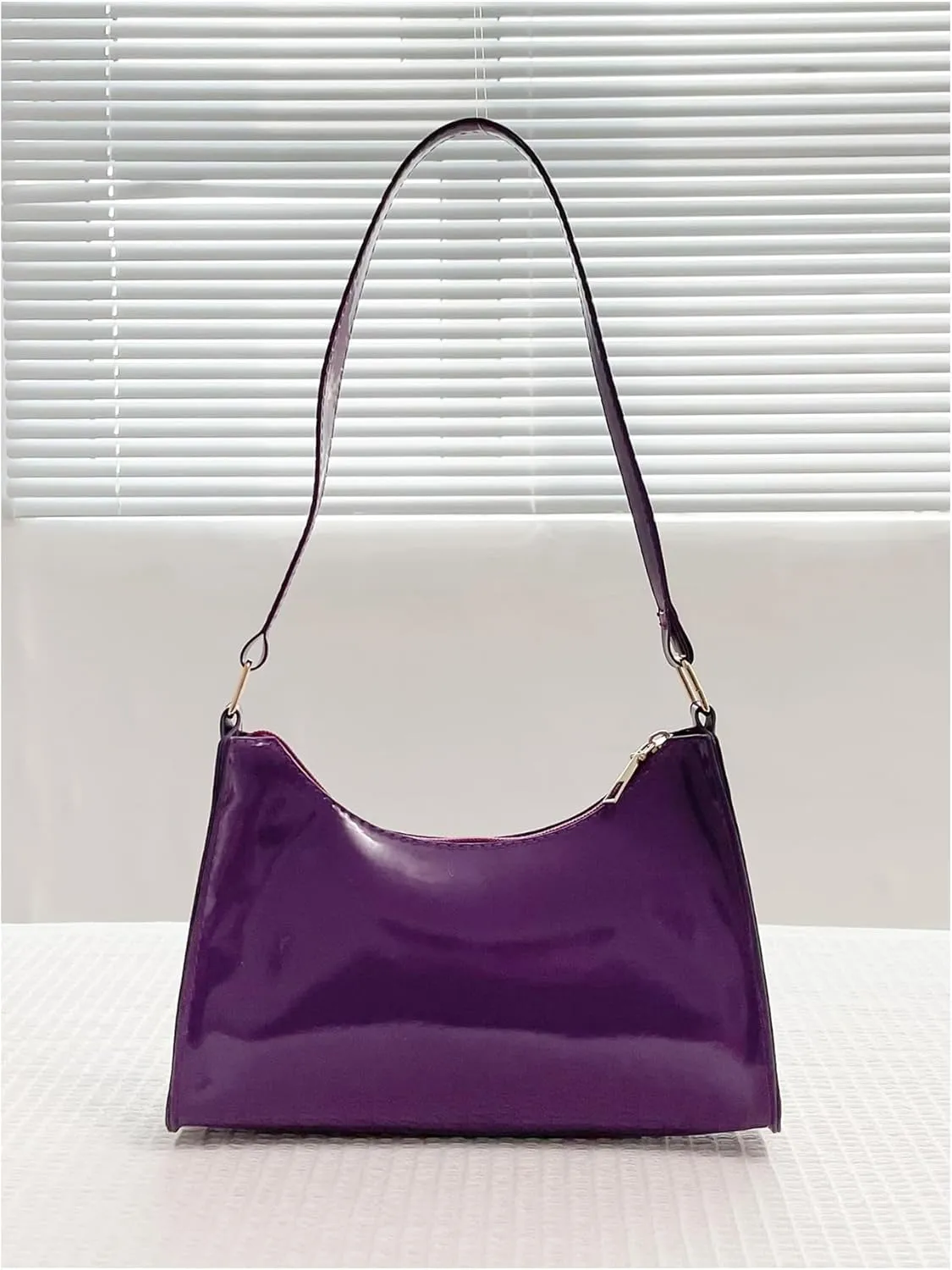 QWINEE Women's Artificial Patent Leather Tote - Square, Satchel, Ladies Shoulder Totes, Crossbody Bags