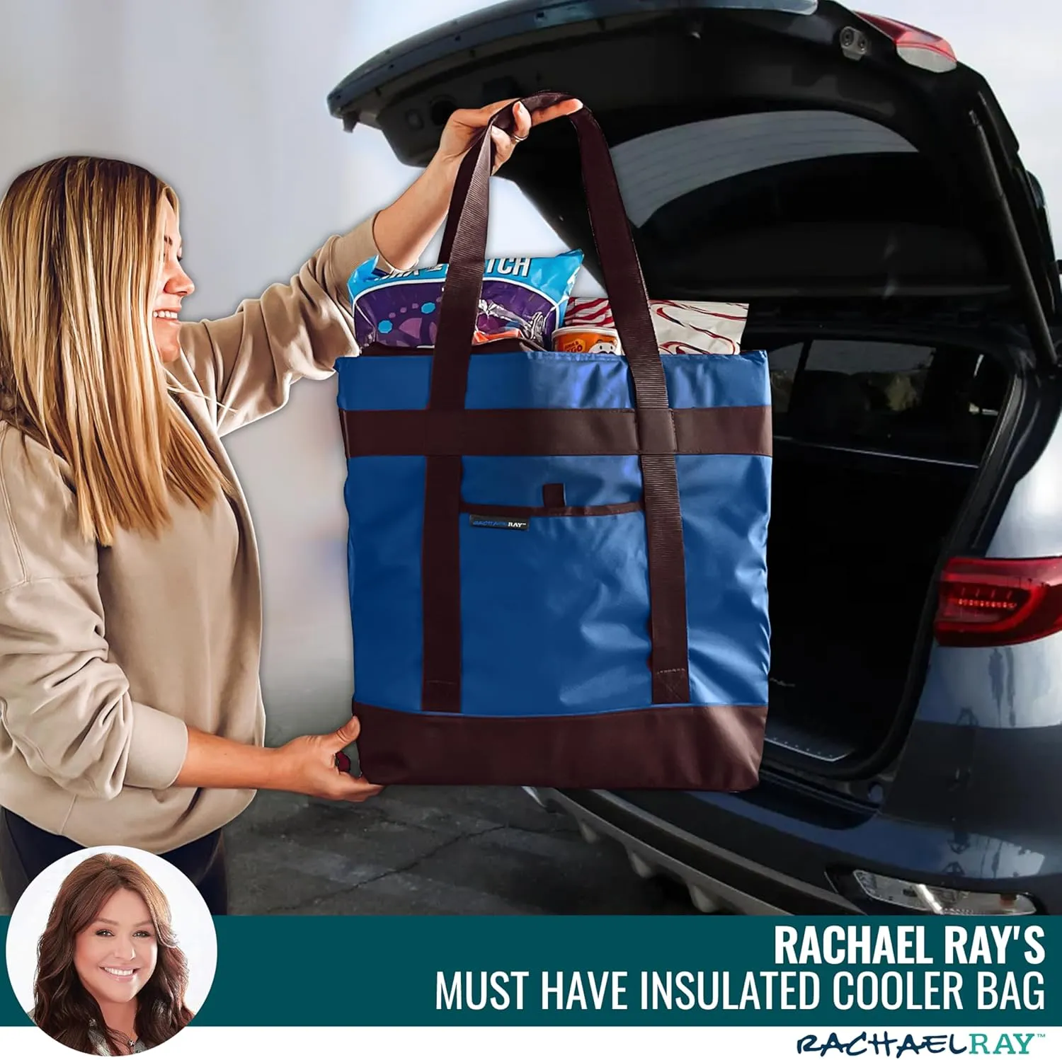 Rachael Ray Jumbo Chillout Thermal Tote, Insulated Soft Sided Cooler Bag