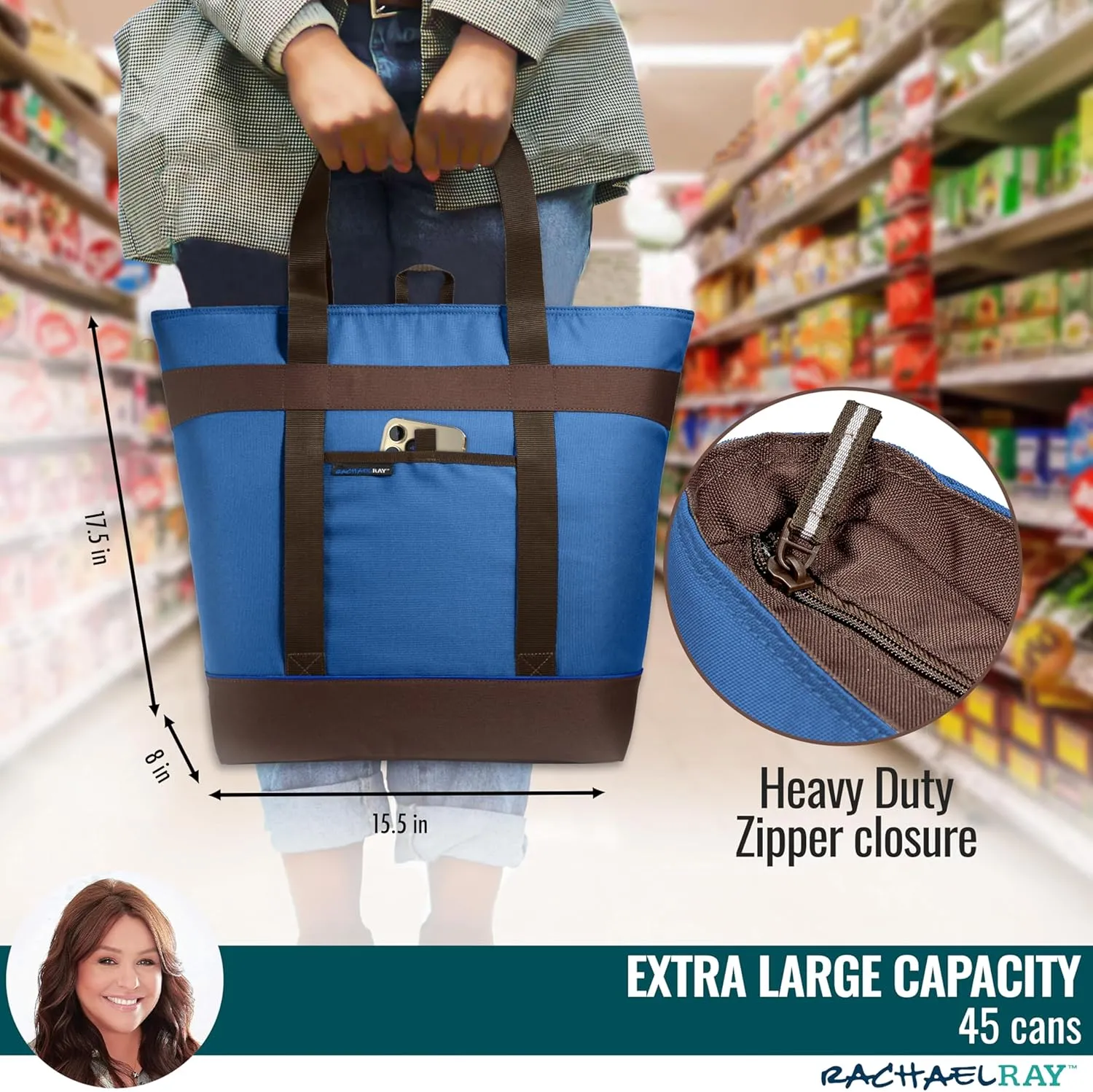 Rachael Ray Jumbo Chillout Thermal Tote, Insulated Soft Sided Cooler Bag