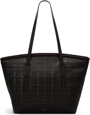 RADLEY London Bridgewater 2.0 Check Women’s Medium Leather Ziptop Tote Bag, Dark Oak
