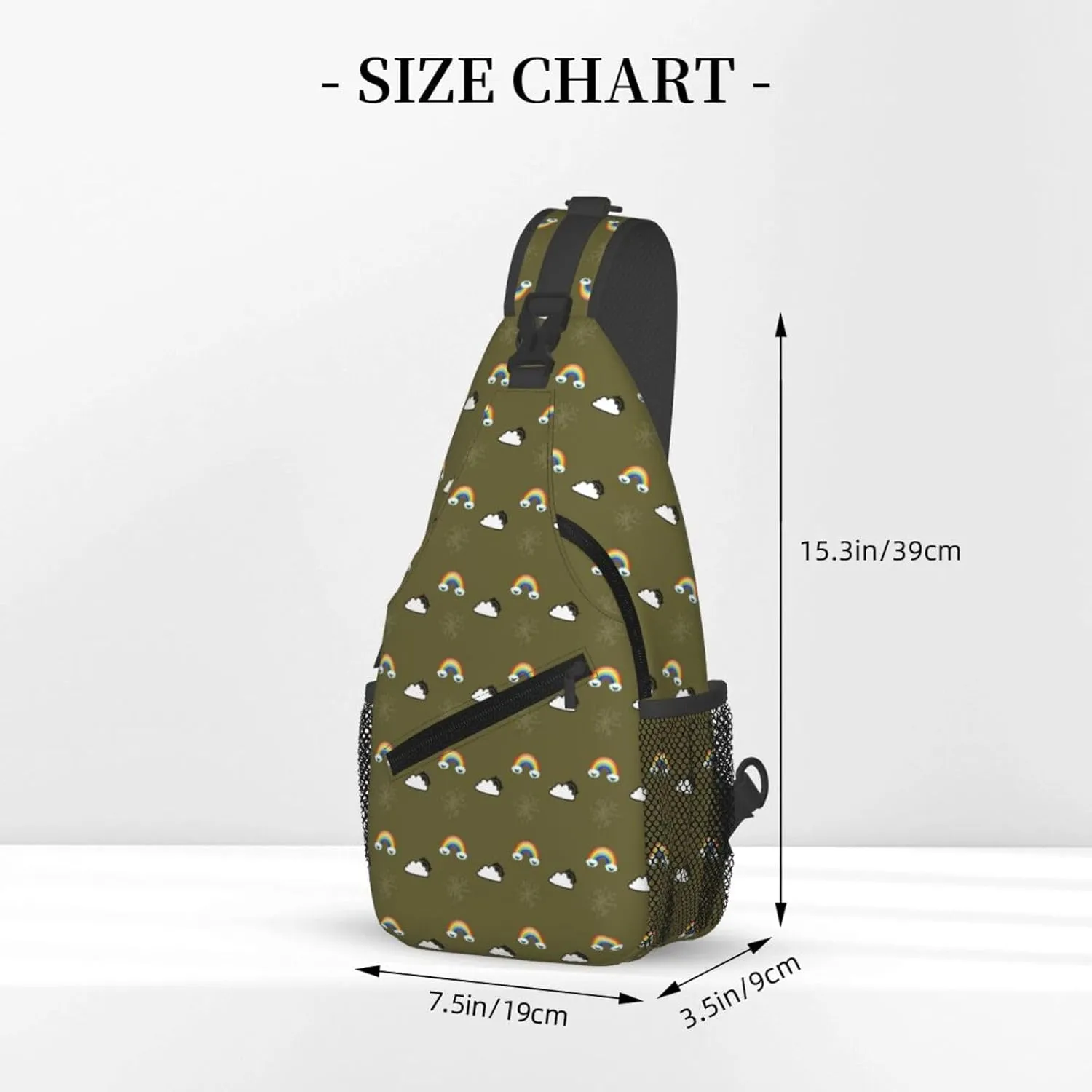 Rainbow Smiley Face Snowflakes Weather Forecast Cross Chest Bag Diagonally Hiking Crossbody Bag Travel Shoulder Daypack Lightweight Sling Backpack Cycling Daypacks Fitness Chest Backpacks