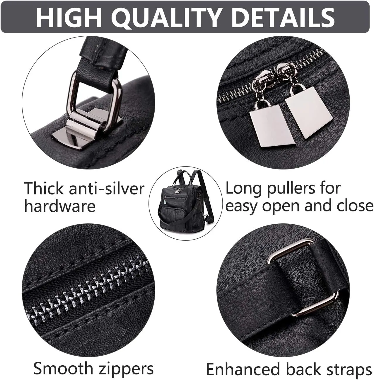 RAVUO Backpack Purse for Women, Fashion Leather Handbags Designer Convertible Satchel Ladies Shoulder Bag 3 Ways to Carry