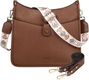 RAVUO Hobo Shoulder Bags for Women,Trendy Vegan Leather Crossbody Purses and Handbag with 2pcs Detachable Strap