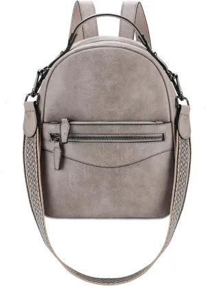RAVUO Mini Backpack Purse for Women, Cute Convertible Leather Handbag Multipurpose Shoulder Bags Travel Daypack 3 Ways to Carry,Grey