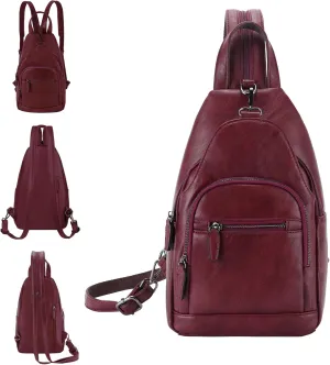 RAVUO Sling Bag for Women, Anti Theft Small Crossbody Backpack Purse Fashion PU Leather Ladies Convertible Daypack