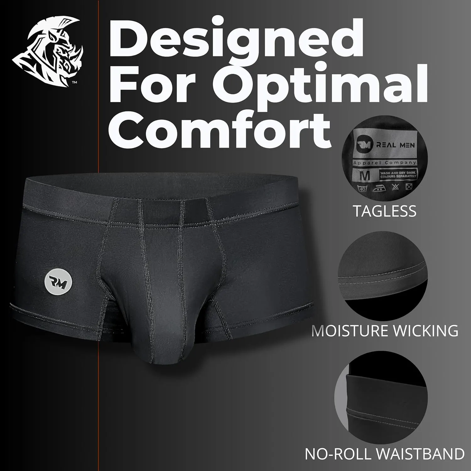 Real Men Bulge Enhancing Pouch Underwear for Men – 1 or 4 Pack Nylon 3 Inches- Ice Silk Mens Boxer Briefs ABCD Pouches XS-5XL