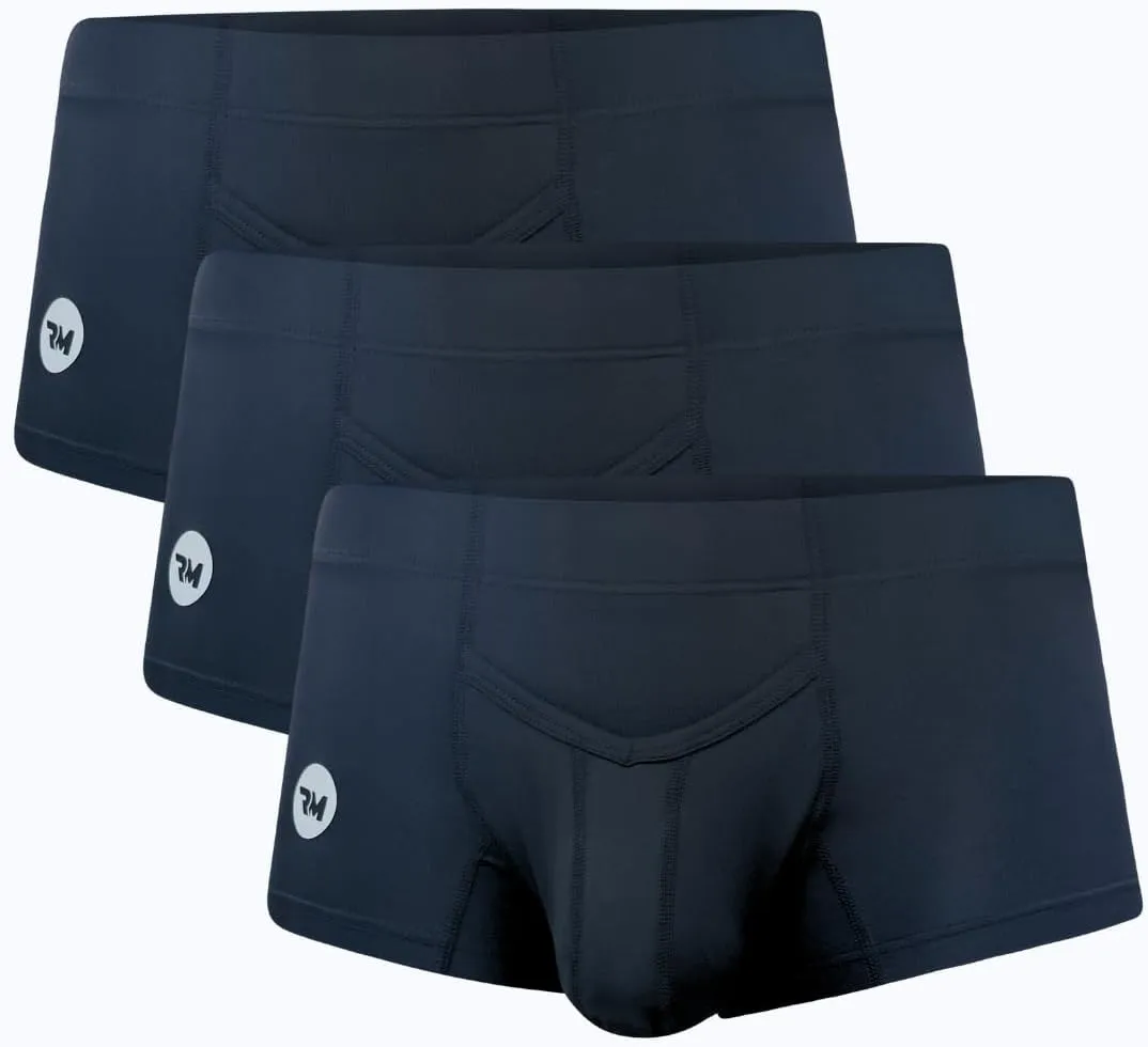 Real Men Bulge Enhancing Pouch Underwear for Men – 1 or 4 Pack Nylon 3 Inches- Ice Silk Mens Boxer Briefs ABCD Pouches XS-5XL
