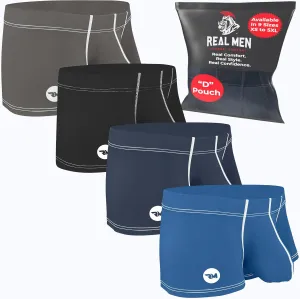 Real Men Bulge Enhancing Pouch Underwear for Men – 1 or 4 Pack Nylon 3 Inches- Ice Silk Mens Boxer Briefs ABCD Pouches XS-5XL