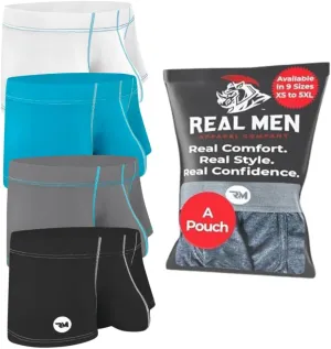 Real Men Bulge Enhancing Pouch Underwear for Men – 1 or 4 Pack Nylon 3 Inches- Ice Silk Mens Boxer Briefs ABCD Pouches XS-5XL