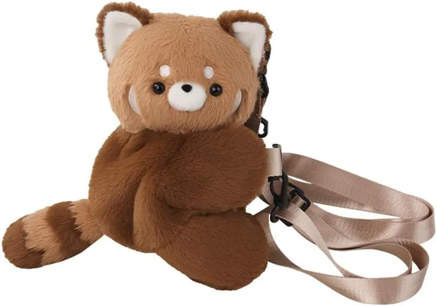 Red Panda Hug Stuffed Backpack Cute Animal Plush Shoulder Bag (Large)