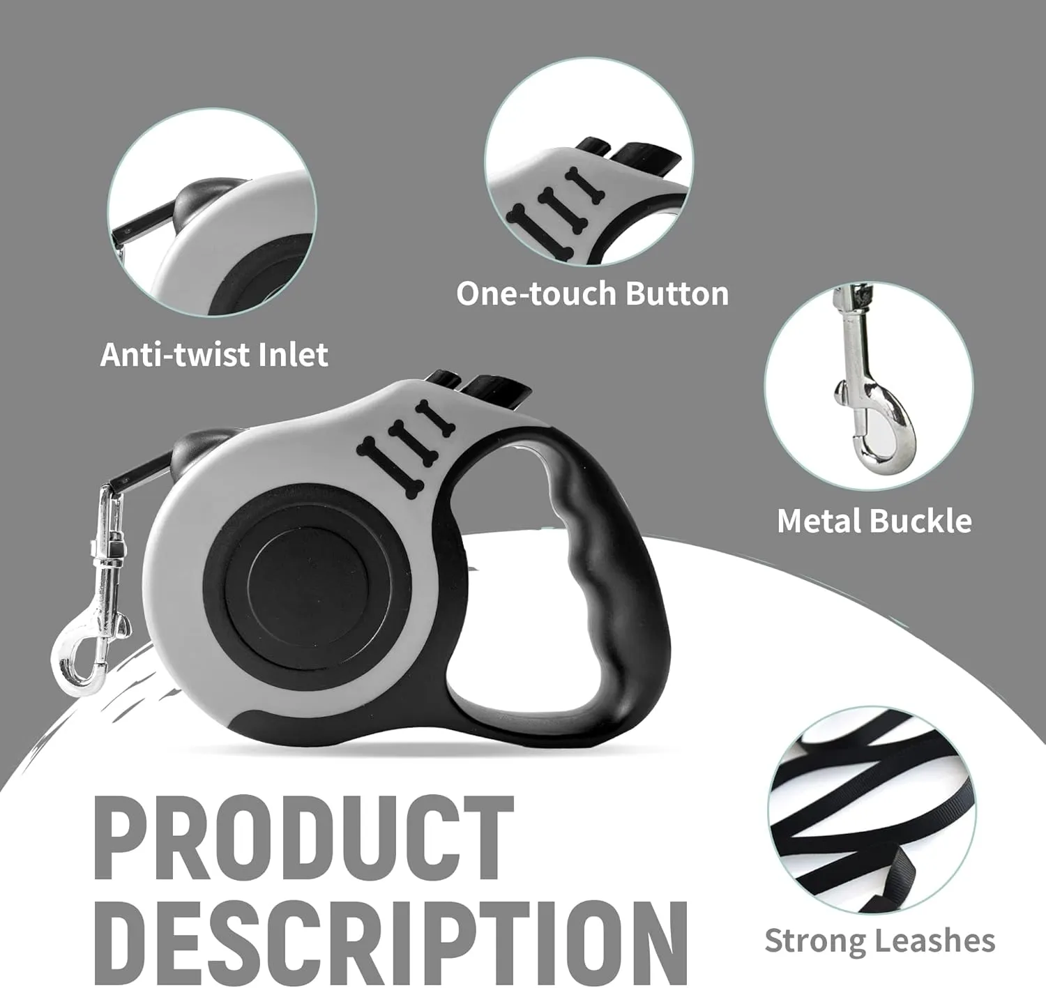 Retractable Dog Leash Automatic Telescopic Tractor Dog Tape, Pet Tape 10/16 FT Durable and Convenient, with Folding Bowl, Dispenser, Rubbish Bags, Suitable for Small and Medium Dogs