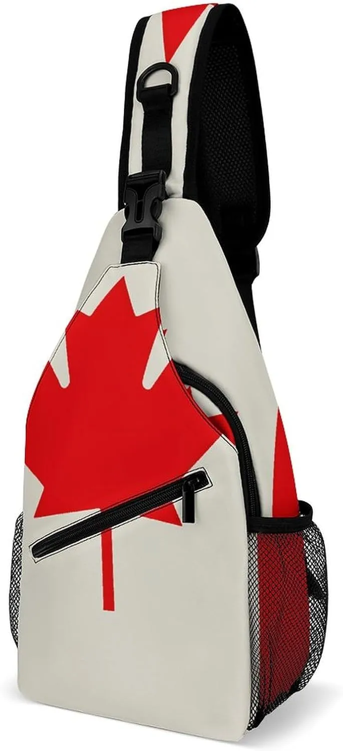 Retro Canada Flag Pattern Crossbody Sling Bag for Women Men Sling Backpack Travel Chest Bag Pack Man Purse Shoulder Bags Daypack for Travel Hiking Cycling