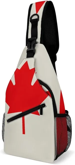 Retro Canada Flag Pattern Crossbody Sling Bag for Women Men Sling Backpack Travel Chest Bag Pack Man Purse Shoulder Bags Daypack for Travel Hiking Cycling